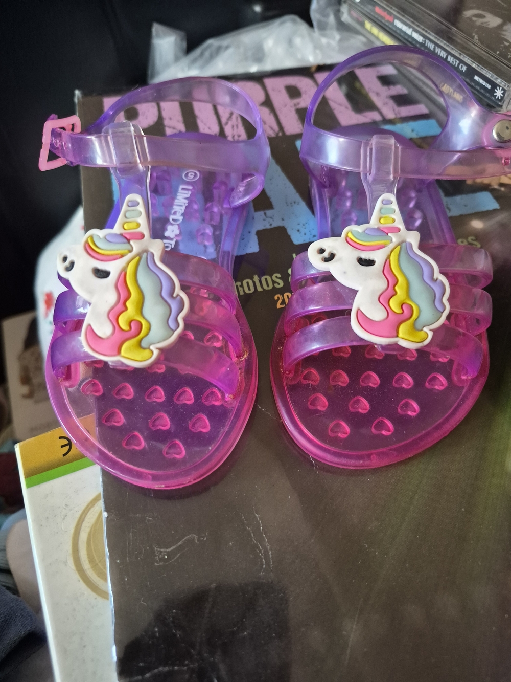 Kids Unicorn Jelly Sandals - Pink/Purple Size 5